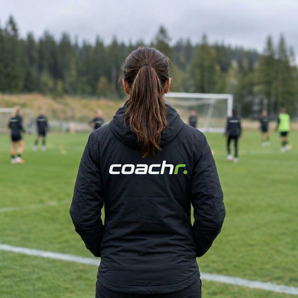 Coachr-exempelbild: en kvinnlig tränare följer träningen från sidlinjen
